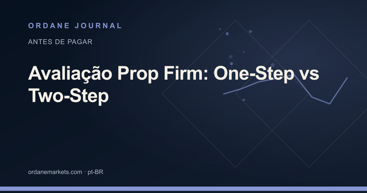 Avaliação Prop Firm: One-Step vs Two-Step. Ordane Journal.